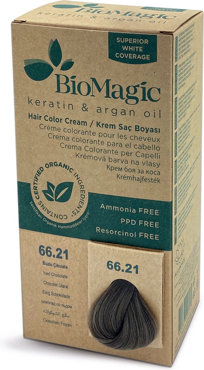 Natuurlijke haarverf KIT met Biologische Ingrediënten ook verkrijgbaar in Apotheken - IJS CHOCOLADE 66/21 BioMagic