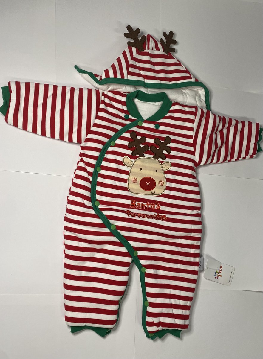 Kerst Jumpsuit met slofjes Baby 69 mnd