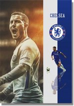 Poster Eden Hazard- Real Madrid - Hoogwaardig glans - Geschikt om in te lijsten - 60x42cm - Voetbal - Bekende voetballer - UEFA Champions League - WK voetbal 2022 - FIFA - Sport - Cadeau