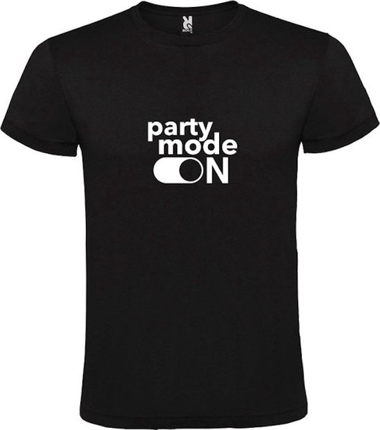 Zwart T-Shirt met “ Party Mode On “ afbeelding Wit Size XXXXL