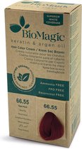 Natuurlijke Biologische haarverf, verrijkt met Keratine en Arganolie, zonder Ammoniak, PPD en Resorcinol- DIEP ROOD 66/55 - BioMagic permanente haarverf - Organic - Dierproefvrij - 100% Grijsdekkend