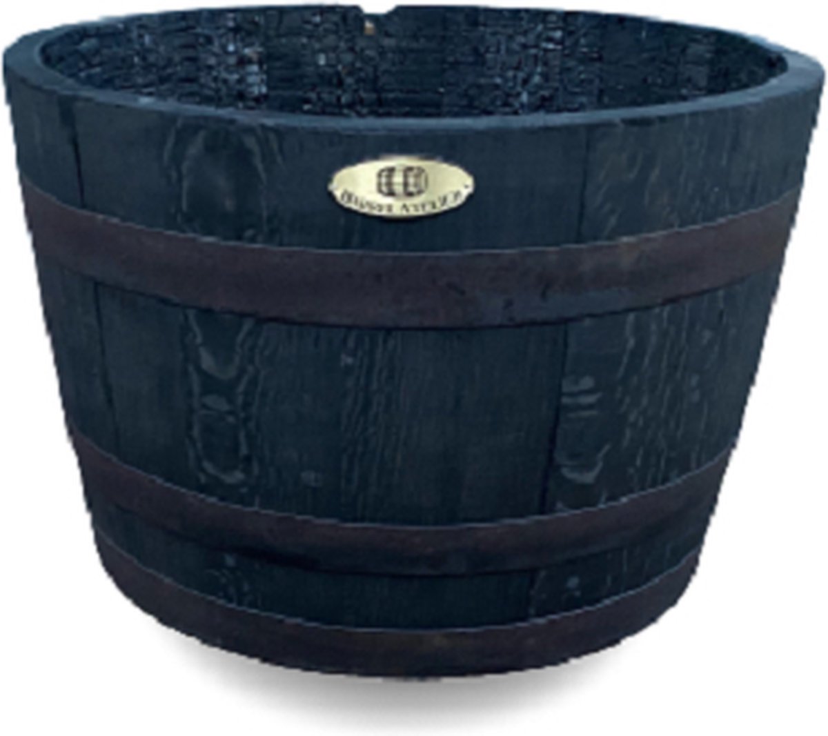Whiskyvat Kuip 1/2 190 l. "Black Edition" / Plantenkuip / Houten Kuip zwart gebeitst / Eiken