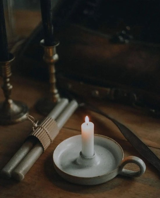 Kandelaar MABEL - Candle holder - wit - kaars houder - vintage - hand gemaakt keramiek