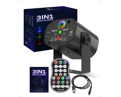 Boscer Disco Laser | 3 in 1 Multilaser | Stroboscoop & Parscoop effect | LED Disco | Party discolaser | Geluid gestuurd | Discolamp | Lichteffect