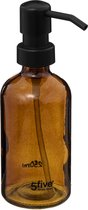 5Five Zeeppompje/zeepdispenser van glas - bruin - 250 ml