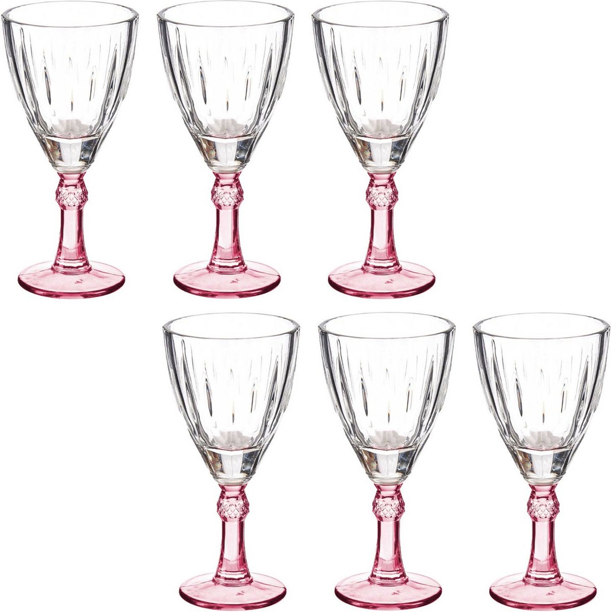 Lot De 6 Verres à Vin Vivalto Crystal Bleu - Capacité 275ml - Résistants Chaleur Et Rayures