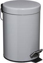 5Five - Prullenbak/ poubelle à pédale métal gris 3 litres - 17 x 25 cm - Pour salle de bain et WC