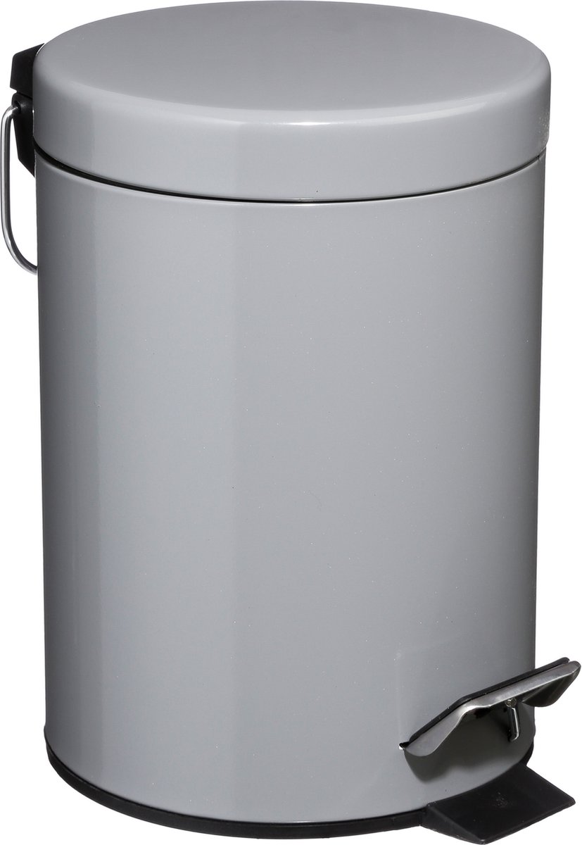 Goedkoopste 5Five Prullenbak - pedaalemmer - grijs - metaal - 3 liter - 17 x 25 cm - Voor badkamer en toilet