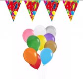 Folat - Verjaardag 40 jaar feest thema set 50x ballonnen en 2x leeftijd print vlaggenlijnen