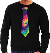 Bellatio Decorations hippie thema verkleed sweater / trui tie dye stropdas - heren L