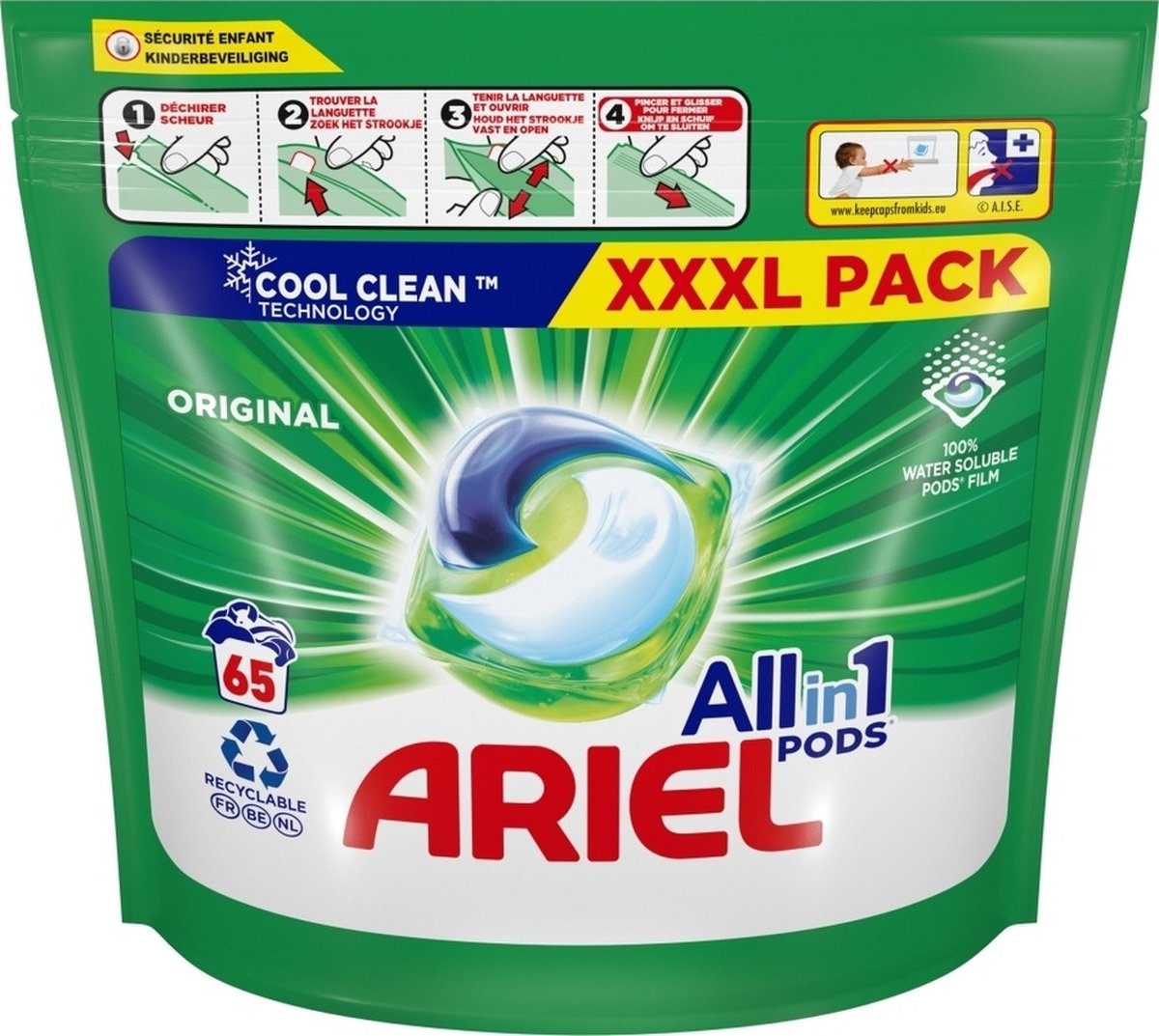 Ariel All-in-1 Pods - Original - 130 stuks / wasbeurten (2 x 65) - XXXL  Pack | bol.com