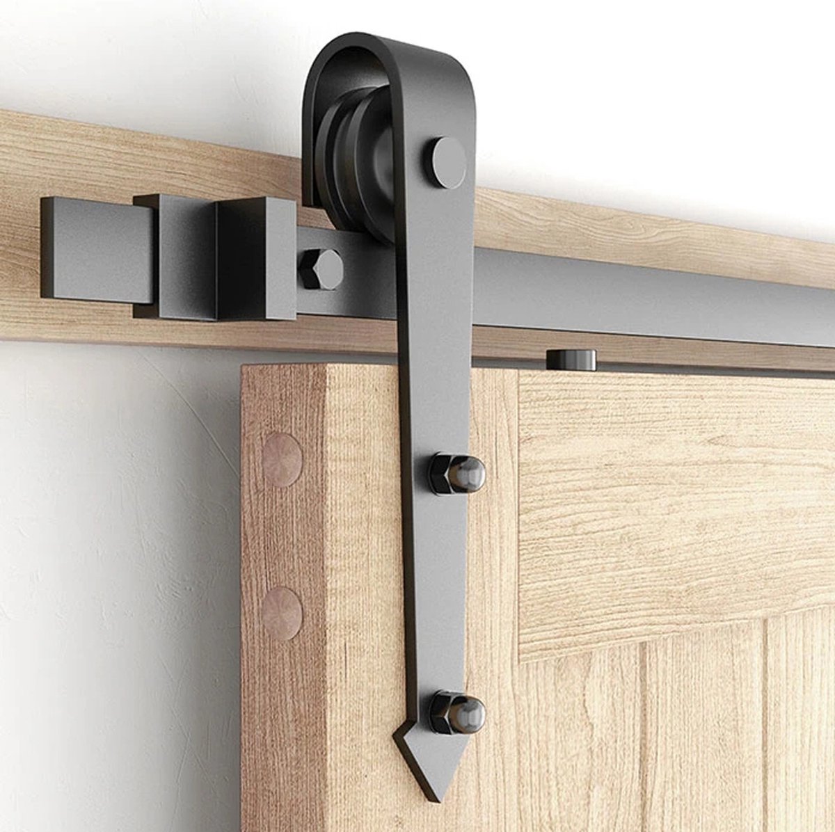 Lendo Online Schuifdeursysteem 400cm voor Houten deur met deurgeleider Loftdeur Barndoor Railsysteem Beslagset Pijl Complete Set Zwart Industrieel 4 meter
