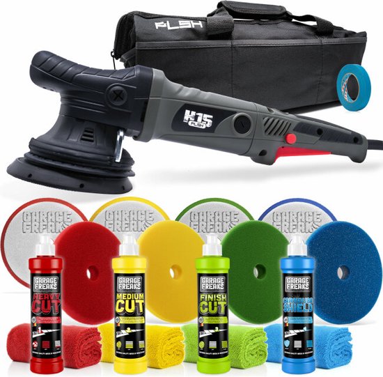 Polijstset - Garage Freaks PLSH H15 excentrische polijstmachine + polijstaccessoires
