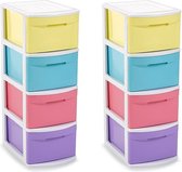 2x commode / organisateur avec 4 tiroirs multi couleurs - 39 x 28,5 x 78 cm - Commodes/ organisateurs bureau / articles ménagers