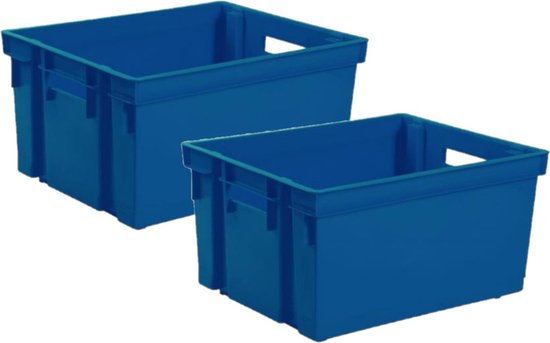 Caisse de rangement plastique empilable bleu foncé L44 x l35 x H24 cm - 30 litres - Caisses empilables
