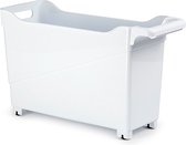 Kunststof trolley wit op wieltjes L45 x B17 x H29 cm - Voorraad/opberg boxen/bakken