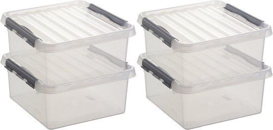4x Sunware Q-Line opberg box/opbergdoos liter x 40 x 20 cm kunststof - Vierkante... | bol.com