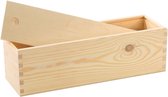 Houten opbergkist/doosje met schuifdeksel 33,5 x 9 x 9,5 cm - Opbergkistje/opbergdoosje - Keuken accessoires