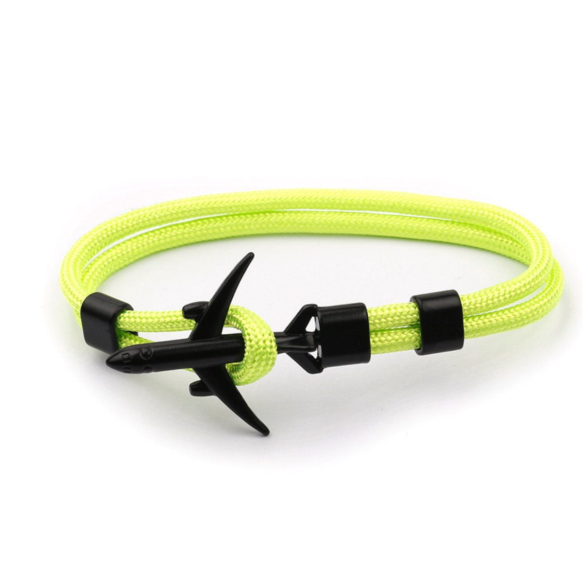 Kungu - Neon Groen - Vliegtuig - Luxe rope armband voor heren en dames - Outdoor Milano line - Cadeau - Geschenk - Voor Man - Vrouw - Armbandje - Jewellery