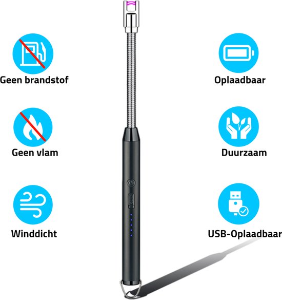 Cless - elektrische aansteker – USB oplaadbaar - zwart – fornuis – plasma aansteker – lange flexibele aansteker - Cless
