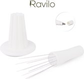 Ravilo® WDT tool met 10 naalden - Wit - Espresso distributie tool - Weiss Distribution Technique - WDT Distribution tool - koffie verdeler