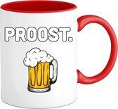 Proost - Bier kleding cadeau - bierpakket kado idee - grappige bierglazen drank feest teksten en zinnen - Mok - Rood