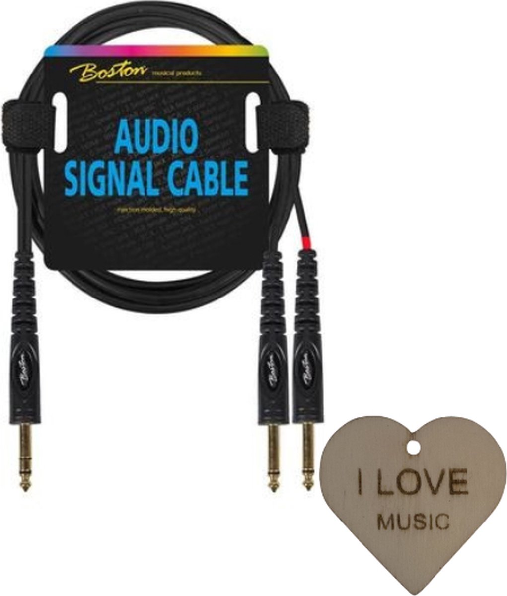 Boston audio signaalkabel Jack Stereo naar 2x Jack mono Met Specter Sleutelhanger