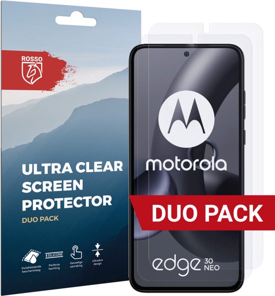 Rosso Screen Protector Ultra Clear Duo Pack Geschikt voor Motorola Edge 30 Neo | TPU Folie | Case Friendly | 2 Stuks