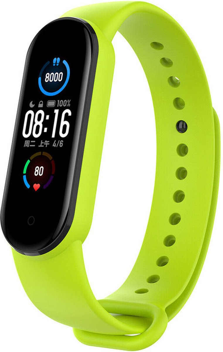 Siliconen bandje - Geschikt voor Xiaomi Mi Band 5 & 6 - Lime groen