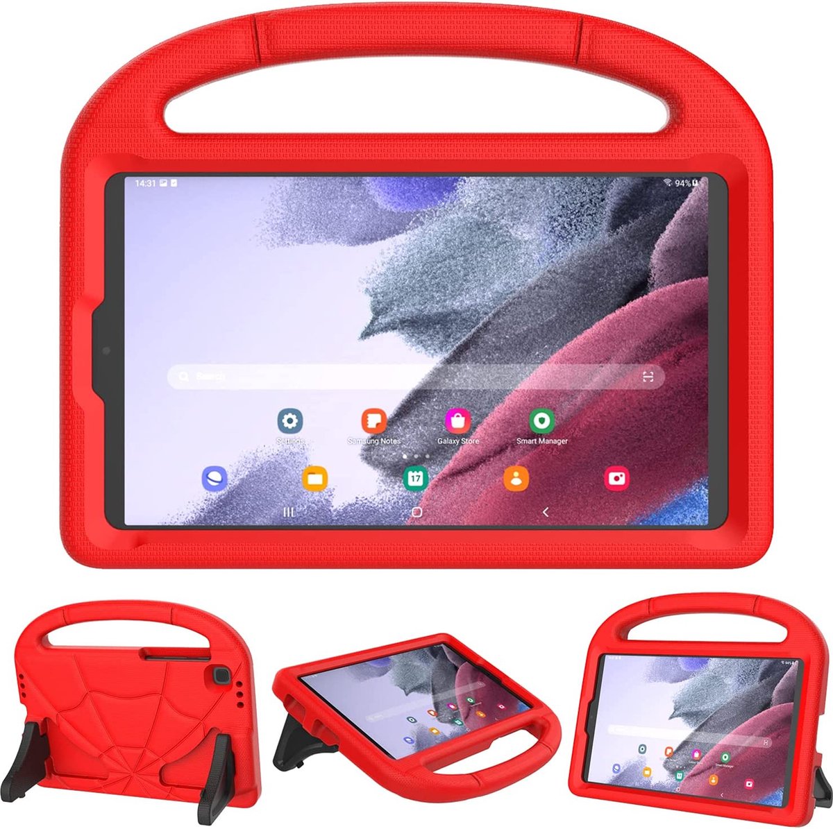 Tablethoes Geschikt voor: Samsung Galaxy Tab A8 10.5 Inch 2021 (SM-X200/X205/X207) Siliconen hoes voor kinderen Schokbestendig hoesje met handvat en standaard - rood