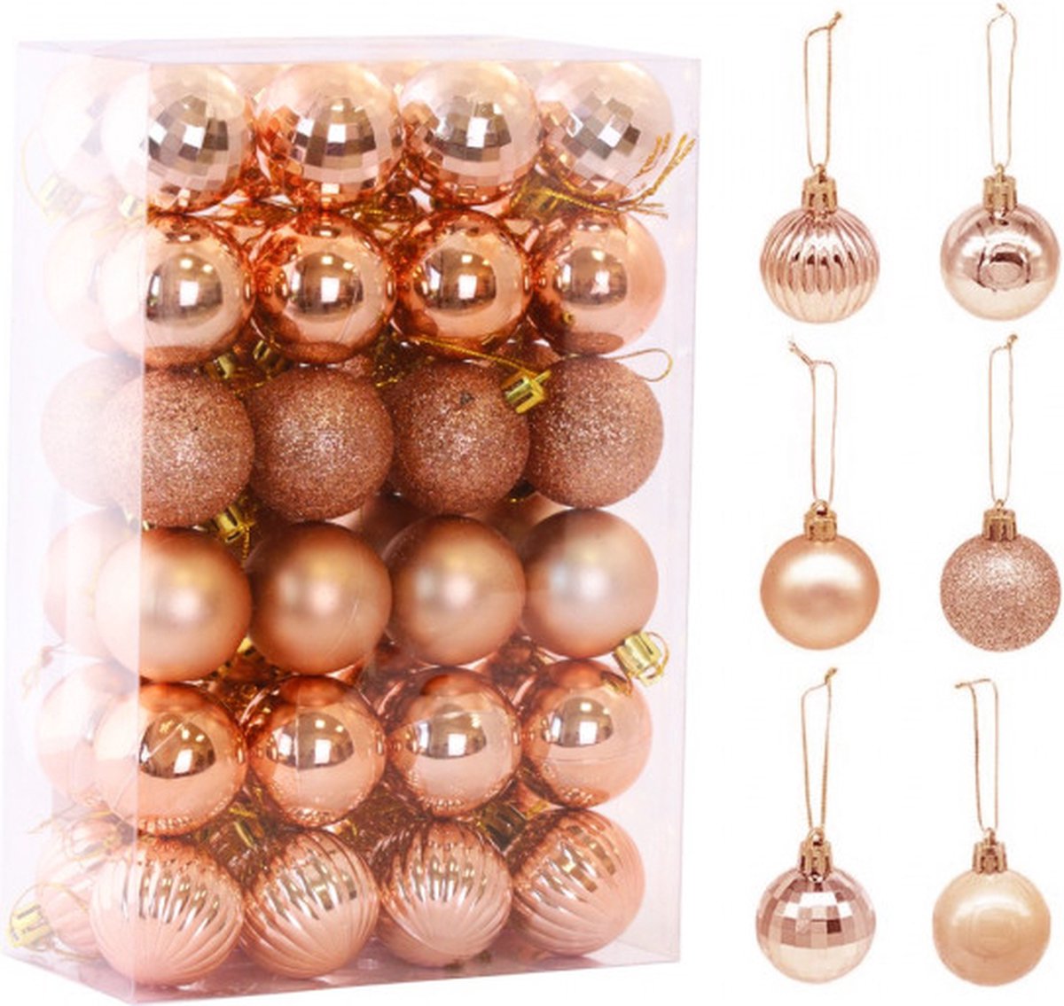 Borvat® | Kerstballen | bronzen | Mat en Glanzend | 3.5cm | 48 Stuks