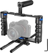 Neewer® - Filmmaking Camera Video Cage Rig van aluminiumlegering met Handvat aan de Bovenkant - 2 Handgrepen Standaard Arca-Type Basis - Geschikt voor met Sony Alpha 7S III A7IV A6600 Canon EOS R5C R5 R6 DSLR Spiegelloze Camera - VS107