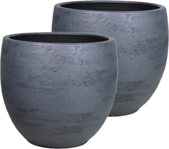 Pot de fleurs / cache-pot en céramique gris anthracite mat avec