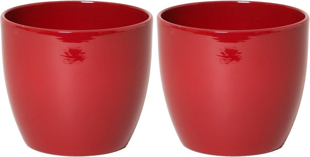 Floran Plantenpot - 4x - wijn rood - glanzend - keramiek - 17 x 15 cm - woondecoratie