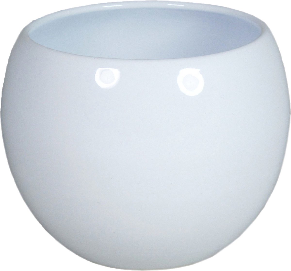 Floran Bloempot/plantenpot - keramiek - glanzend wit - Diameter 12.5 cm en Hoogte 13 cm