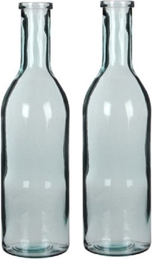 2x Glazen fles / bloemenvaas transparant 50 x 15 cm - Sierflessen - woondecoratie / woonaccessoires