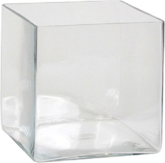 2x Lage vierkante transparant glas 20 x 20 x 20 cm - Accubak - Glazen vazen -... | bol.com