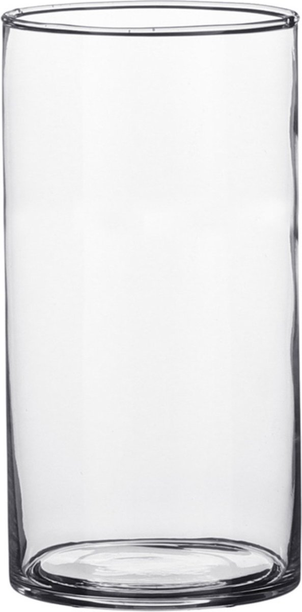 Mica Decorations Vaas - cilinder - helder glas - D9 x H15 cm - Bloemenvaas Transparant