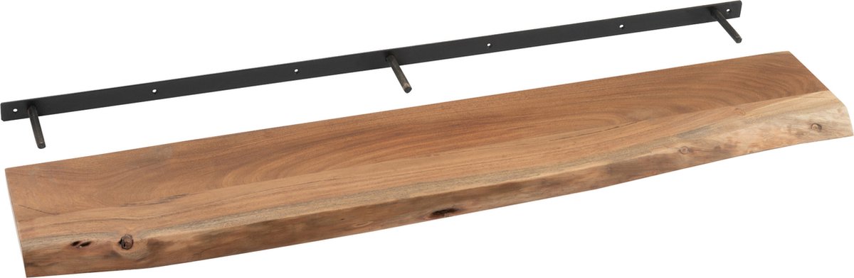 Muurplank Rond J-Line Muurplank Gerard Acacia Hout Naturel Large | bol.com