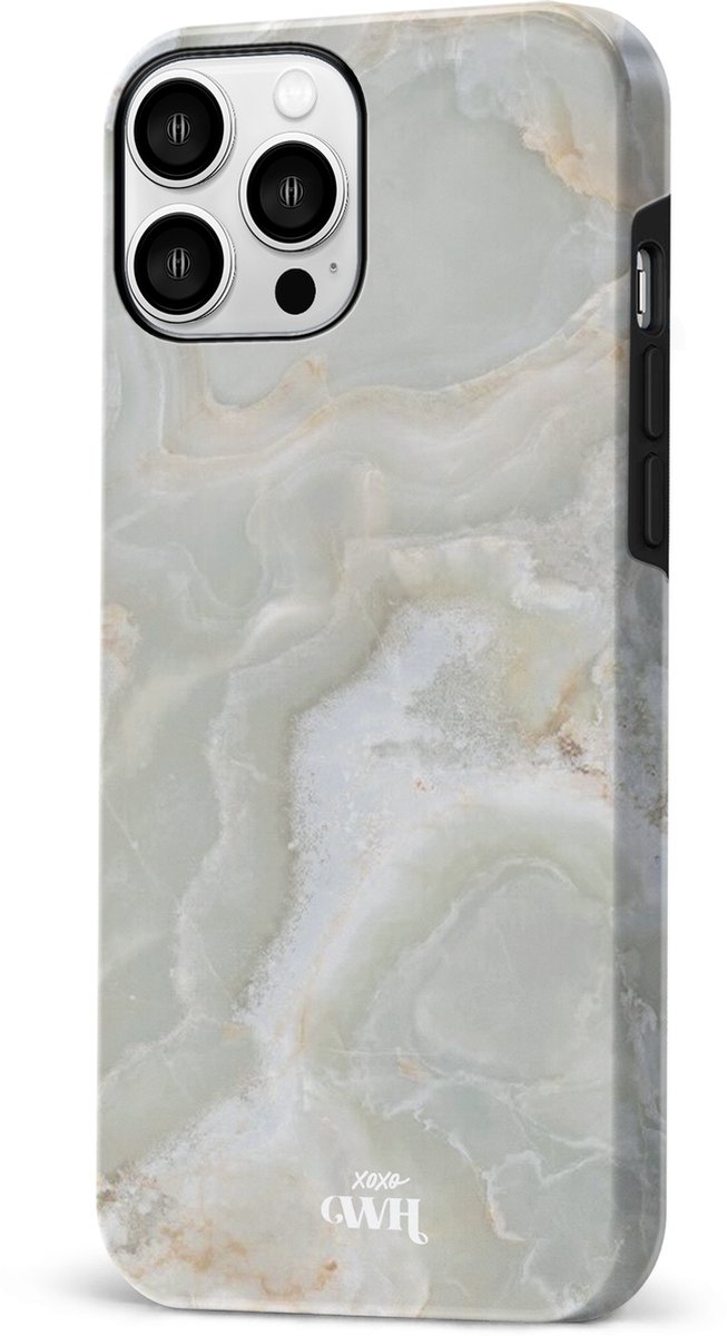 xoxo Wildhearts Marble Green Illusion - Double Layer - Hoesje geschikt voor iPhone 14 Pro Max - Marmer hoesje shockproof groen - Hard Case geschikt voor iPhone 14 Pro Max - Groen