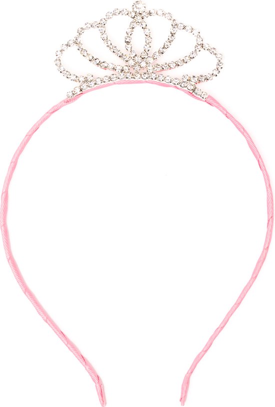 Elasticiteit Passend Bangladesh Tiara - Haarband - Haarband met diadeem - roze met zilver - meisjes -  prinsessen | bol.com