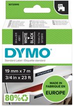 DYMO originele D1 labels | Witte Tekst op Zwart Label | 19 mm x 7 m | zelfklevende etiketten voor de LabelManager labelprinter