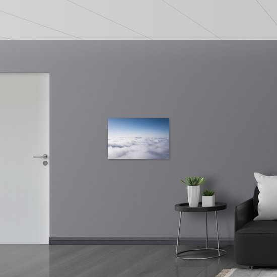 WallClassics - Bois - Vue au-dessus des Nuages - 75x50 cm - 12 mm d'épaisseur - Photo sur Bois (Avec Système d'accrochage)