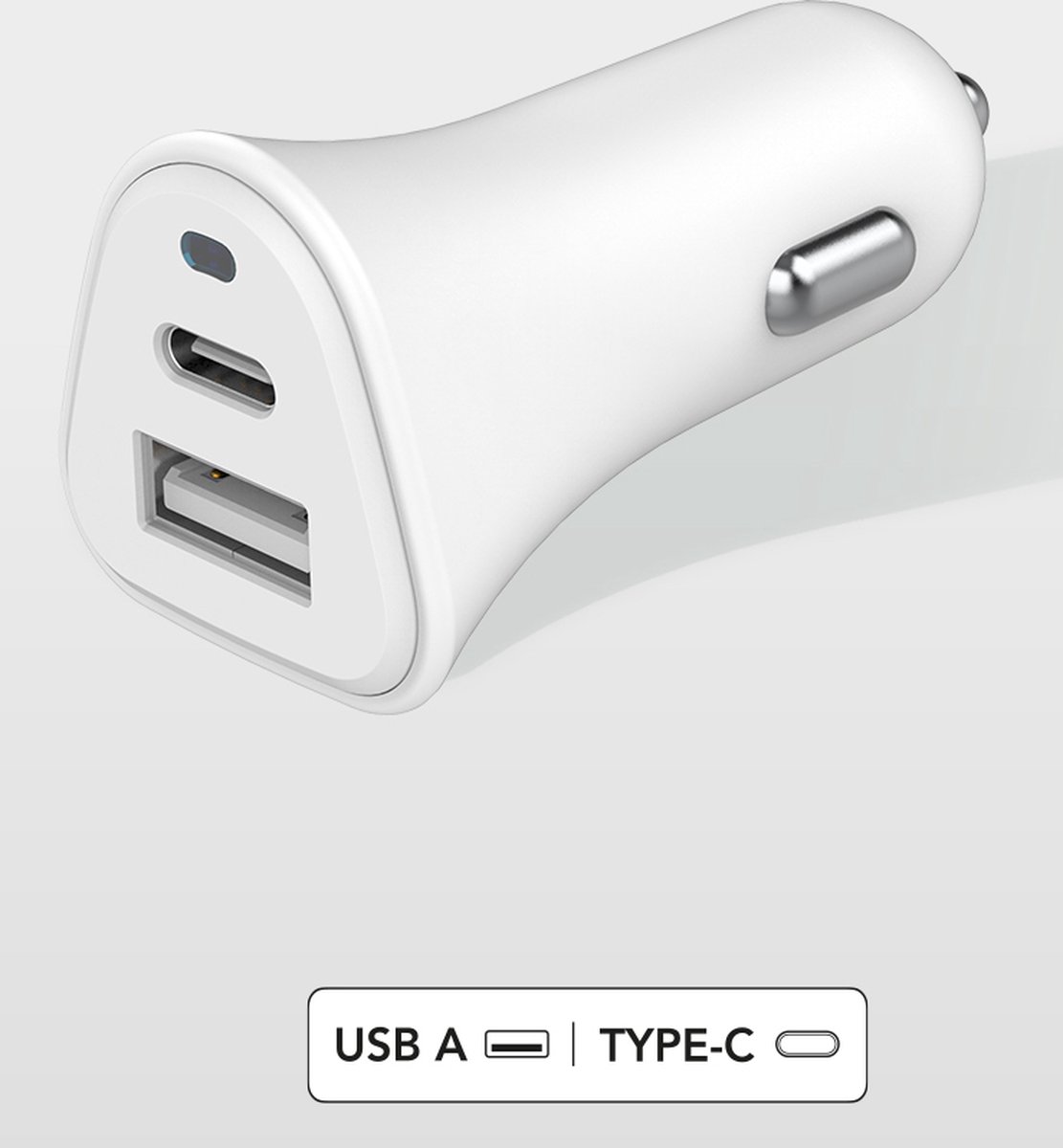 Just Green Dubbele USB A+C recyclebare autolader - Wit
