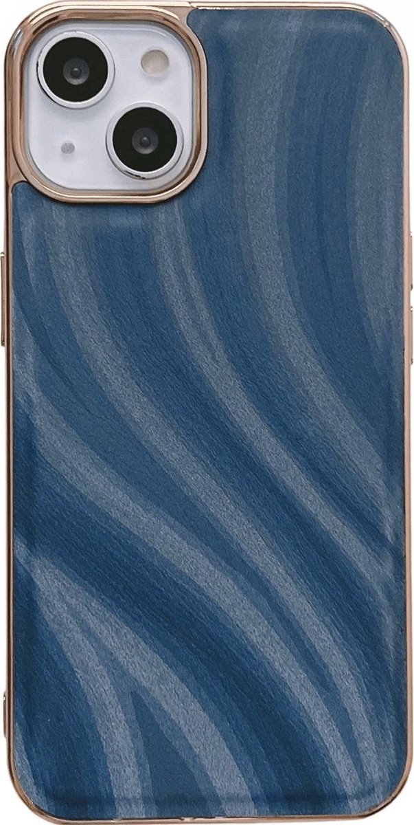 Mobigear Hoesje geschikt voor Apple iPhone 14 Plus Telefoonhoesje Hardcase | Mobigear Wavy Backcover | iPhone 14 Plus Case | Back Cover - Blauw