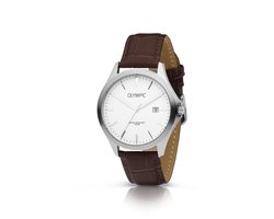 Olympic OL72HSL067 ROBIN - Horloge - Staal - Zilverkleurig - Leer - 40mm