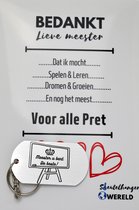 Meester u bent de beste Sleutelhanger inclusief kaart - meester cadeau - Cadeaupakket meester - einde schooljaar - afscheid - Leuk kado voor je meester om te geven - 2.9 x 5.4CM