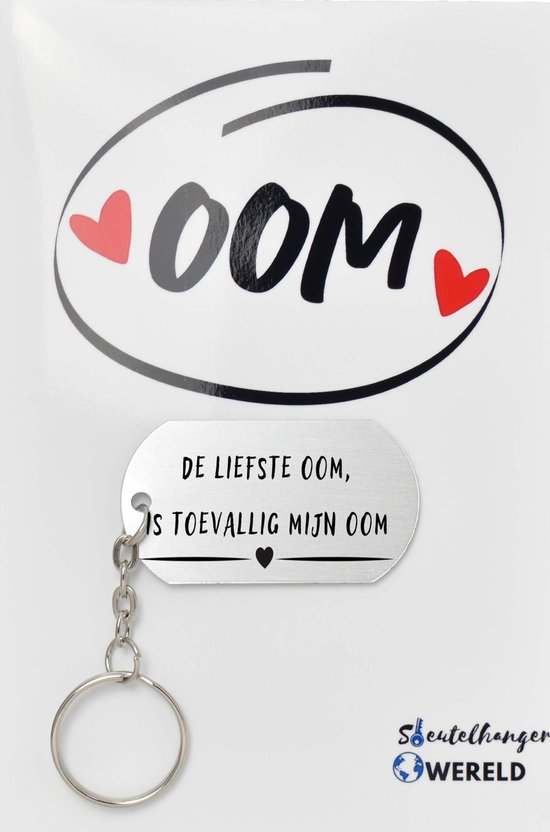 De liefste oom is toevallig mijn oom Sleutelhanger inclusief kaart - oom cadeau - cadeaupakket - verjaardag - Leuk kado voor je oom om te geven - 2.9 x 5.4CM