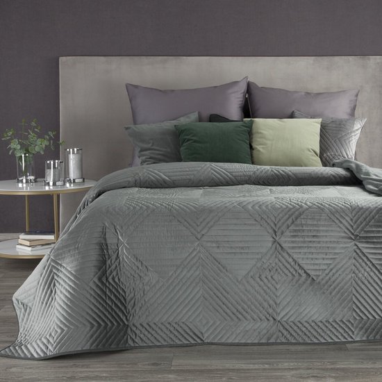 Oneiro’s luxe SOFIA /type 2/ Beddensprei Zilver - 220x240 cm – bedsprei 2 persoons - zilver – beddengoed – slaapkamer – spreien – dekens – wonen – slapen