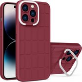 Mobigear Hoesje geschikt voor Apple iPhone 14 Pro Telefoonhoesje Hardcase | Mobigear Cube Backcover met Standaard | iPhone 14 Pro Case | Back Cover - Rood
